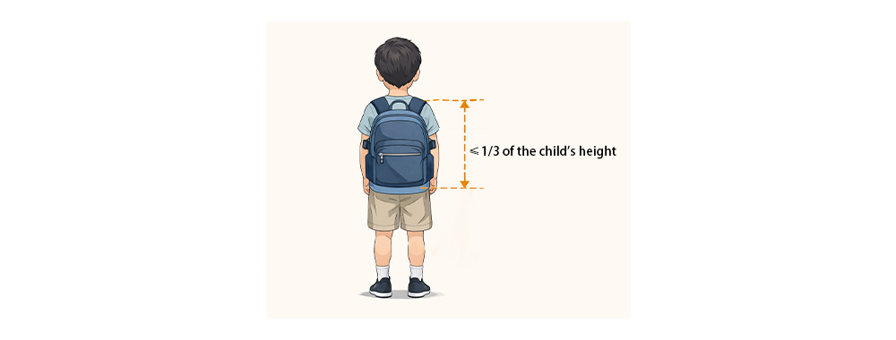 The height of the school backpack 