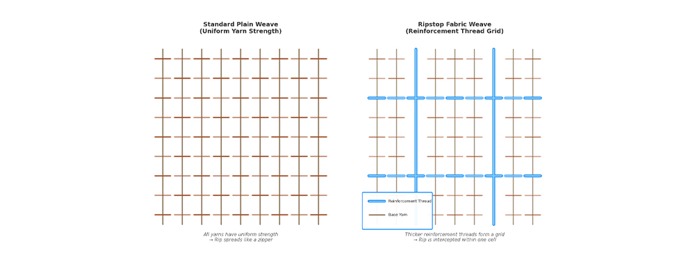 standard plain Fabric weave and Ripstop Fabric weave