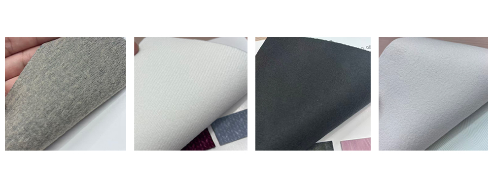 . The picture shows PU leather base fabrics of various materials