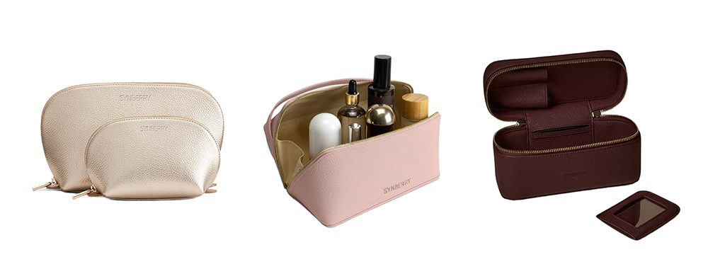  The picture displays various cosmetic bag styles